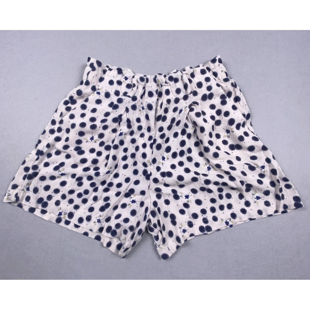 Anna Glover x H&M Navy Polka Dot Moth Print Paperbag Waist Shorts Cream Mens 6
